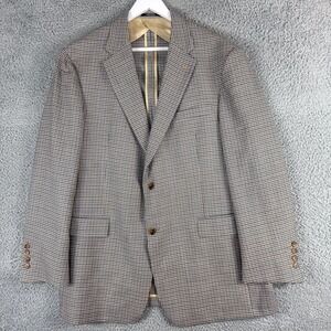 Austin Reed Blazer Mens 44R Blue Brown Check Wool Sport Coat Made USA Dillard's